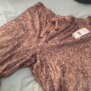 Pink free people sequin jogger pants